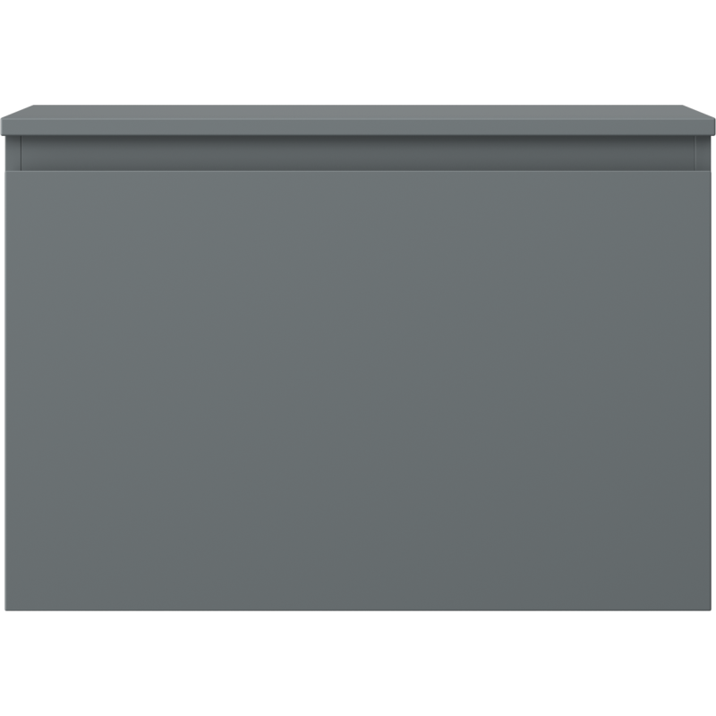 Underskap til servant i grafitt matt metall, sett rett forfra med glatt front og uten synlige håndtak.
