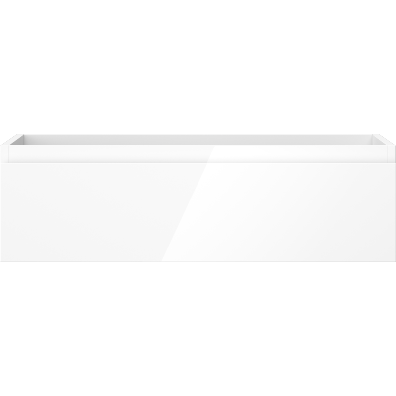 Underskap til servant i hvit høyglans, 80 cm bredt med én skuff, sett rett forfra.