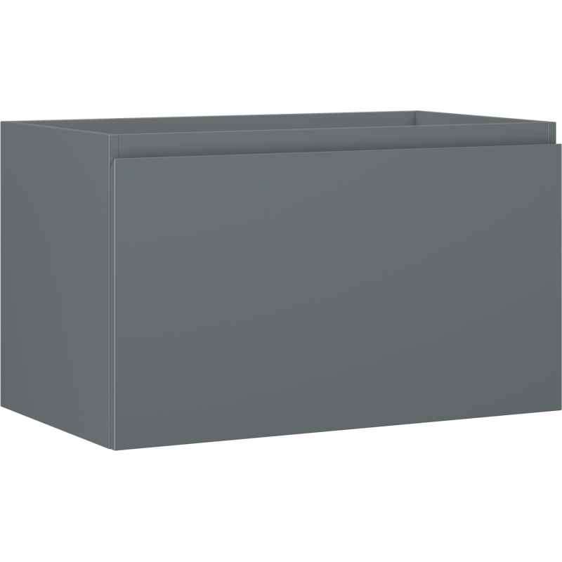 Servantskap 80 cm grafitt matt med én skuff, sett fra skrå vinkel uten synlige håndtak.