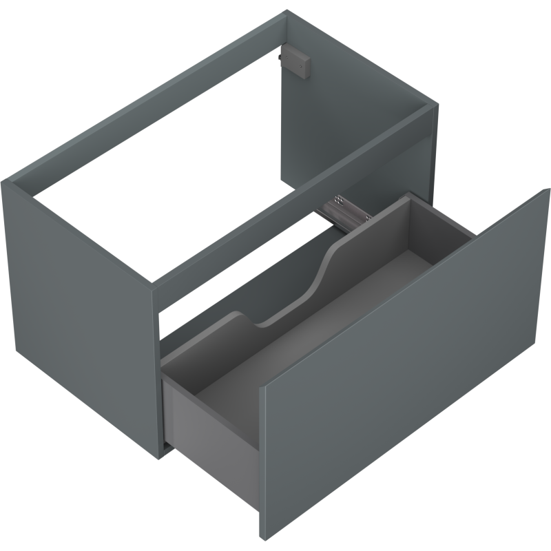 Servantskap uten vask 80 cm Mexen Orio i grafitt matt med åpen skuff og utsparing.