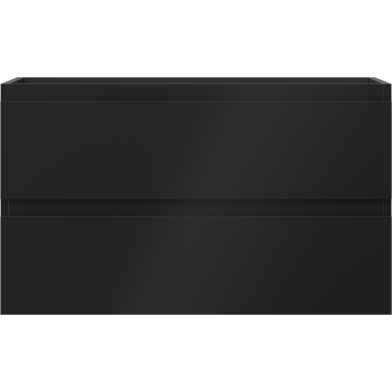 Underskap til servant Mexen Orio 80 cm i svart matt med to skuffer og glatte, håndtaksløse fronter.