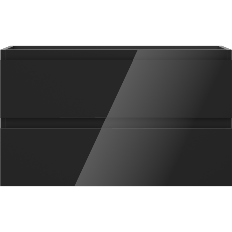 Underskap til servant Mexen Orio 80 cm i svart høyglans med to skuffer uten håndtak.