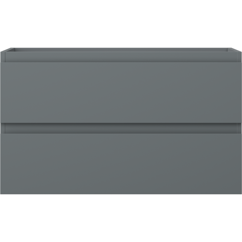 Underskap til servant i grafitt matt med to store skuffer, minimalistisk design uten synlige håndtak.
