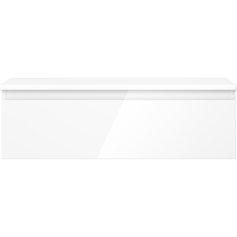 Underskap til servant i hvit høyglans, 80 cm bredt, glatt front uten håndtak, sett forfra.