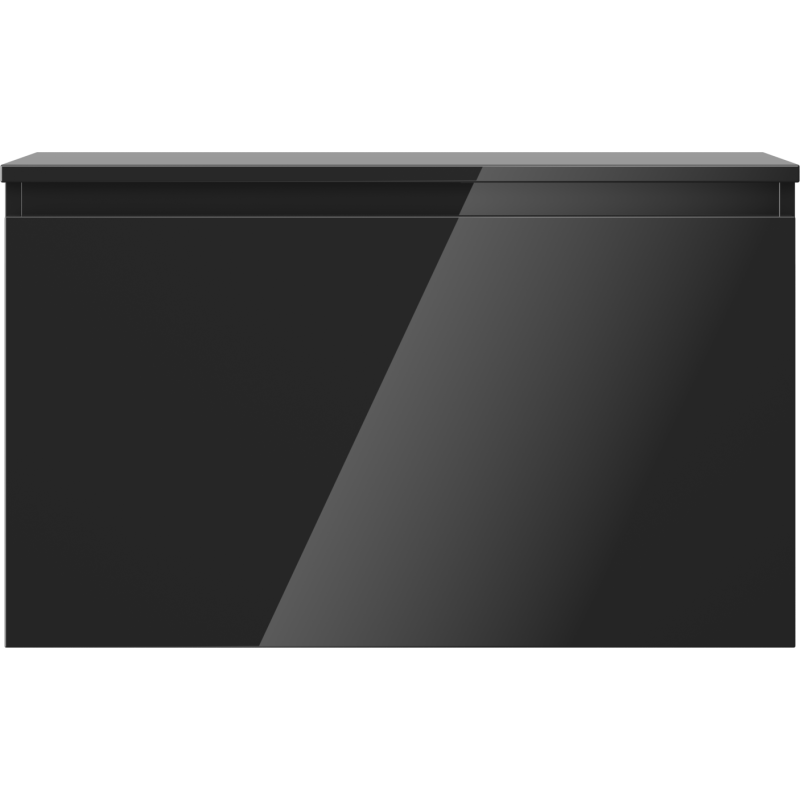 Underskap til servant Mexen Orio 80 cm i svart høyglans, sett forfra med moderne finish.