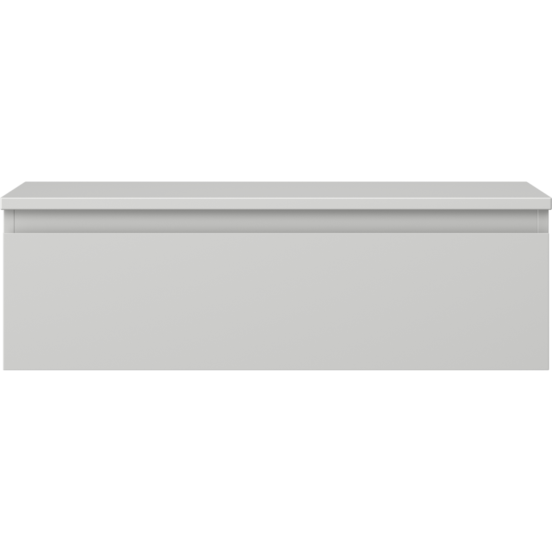 Underskap til servant Mexen Orio 80 cm i lysgrå matt metall med glatt front og enkel kantdetalj.