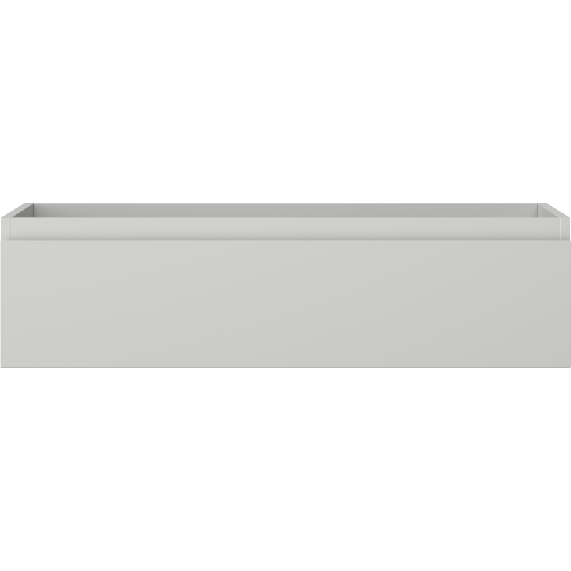 Underskap til servant i grå matt finish, rektangulær form med én skuff, sett rett forfra.