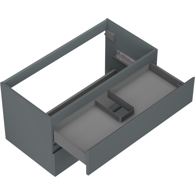 Servantskap uten vask 90 cm Mexen Orio i grafitt matt med åpen skuff og U-formet romdeler.