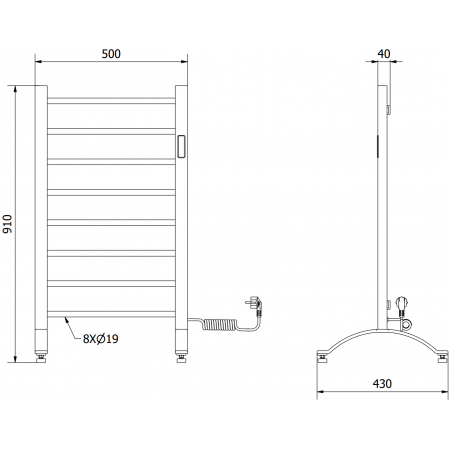 Håndkletørker Oso 2-i-1 Stående 910 x 500 mm, 200 W, Hvit