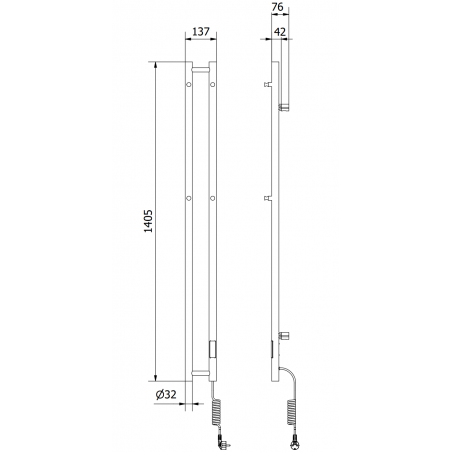 Håndkletørker Pino Med Håndkleholdere 1405 x 137 mm, 150 W, Hvit