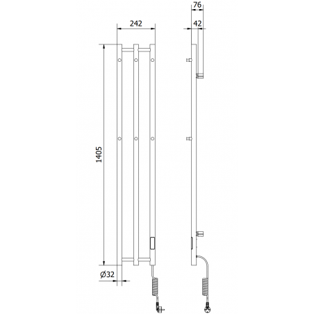 Håndkletørker Pino Med Håndkleholdere 1405 x 242 mm, 200 W, Sort