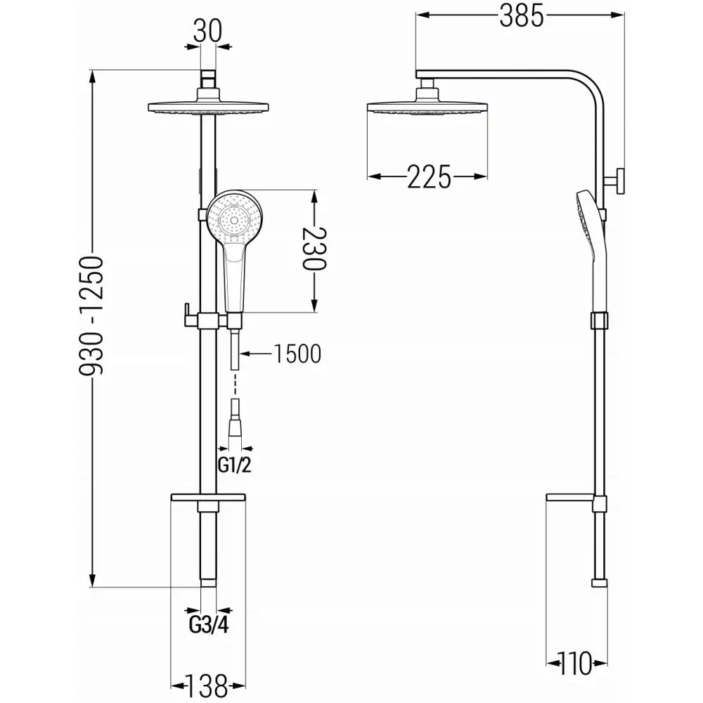 Mexen Q05 Dusjsøyle Krom/hvit - 798050595 - 2