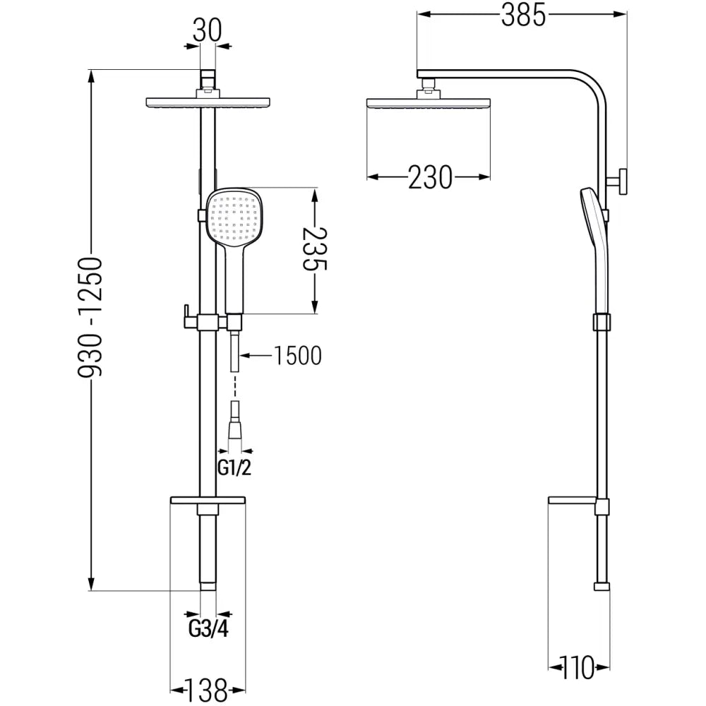 Mexen Q33 Dusjsøyle Krom/hvit - 798333395 - 2