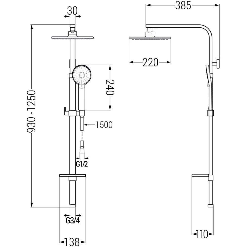 Mexen Q40 Dusjsøyle Svart - 798404095 - 2