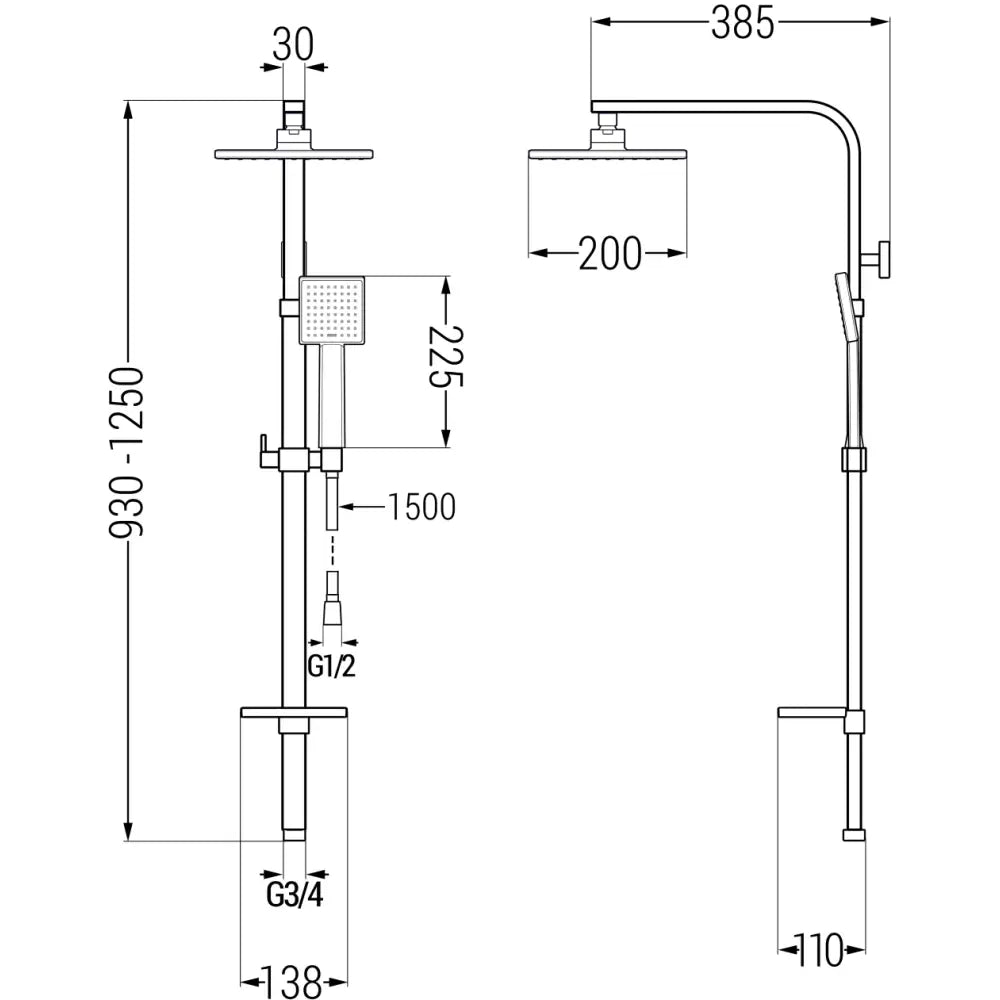 Mexen Q45 Dusjsøyle Svart - 798454595 - 2