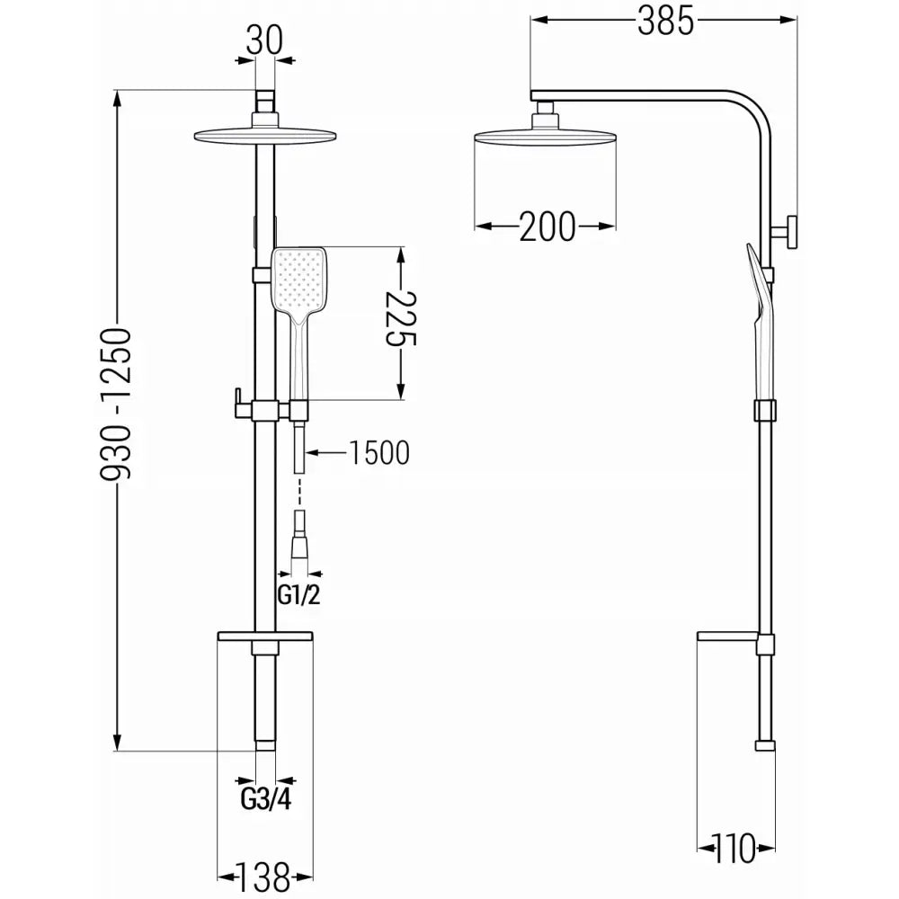 Mexen Q62 Dusjsøyle Svart - 798626295 - 2