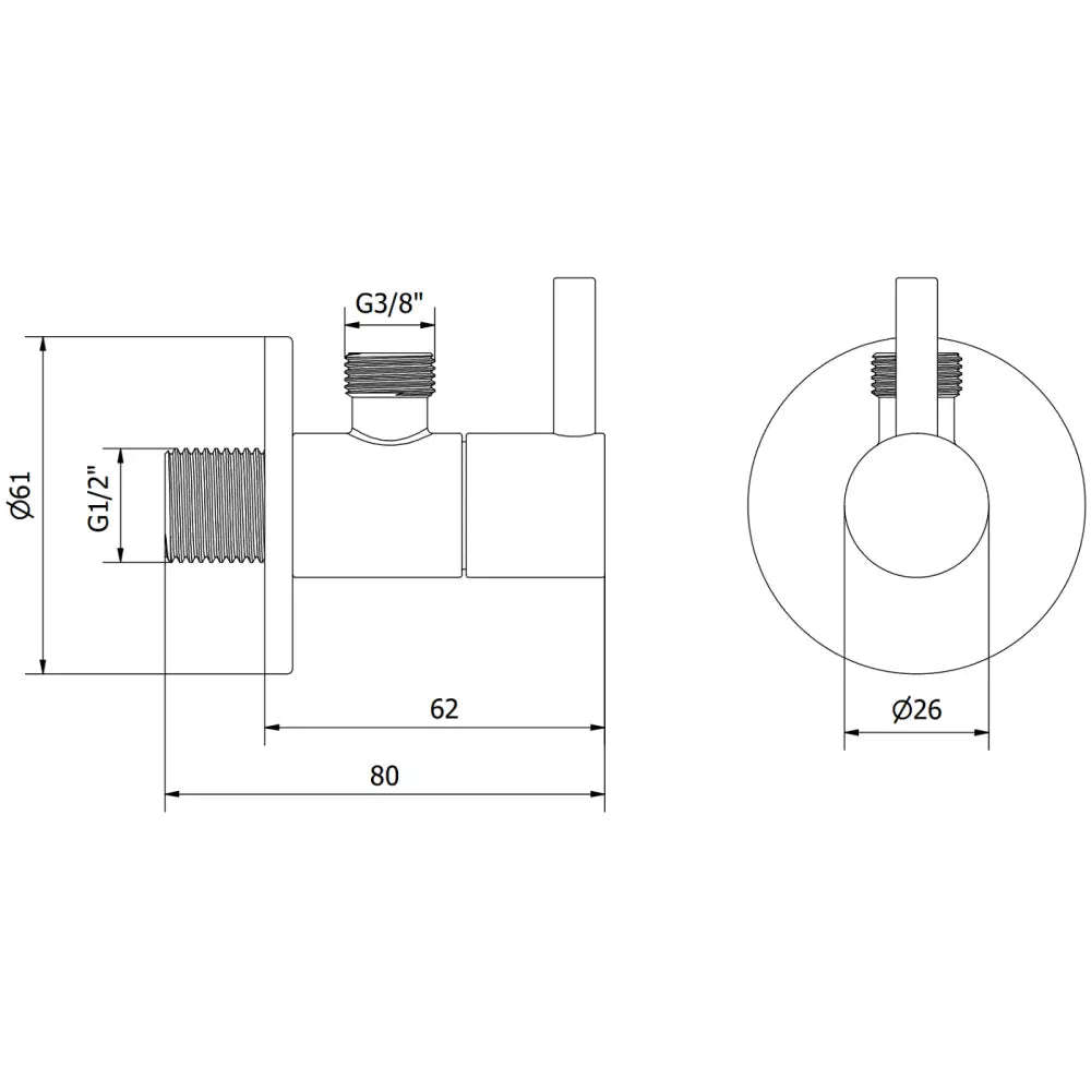 Mexen R2 Vinkelventil For Batteri 1/2’x3/8’ Svart - 79972 - 2