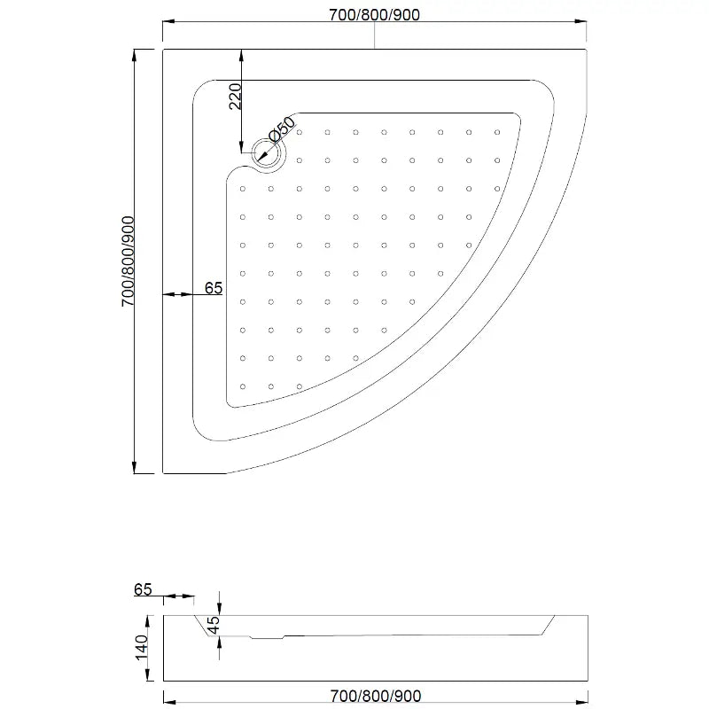 Mexen Rio Dusjkabinett Halvrundt 70x70 Cm Frostet Gull + Dusjbunn Rio Hvit - 863-070-070-50-30 - 6