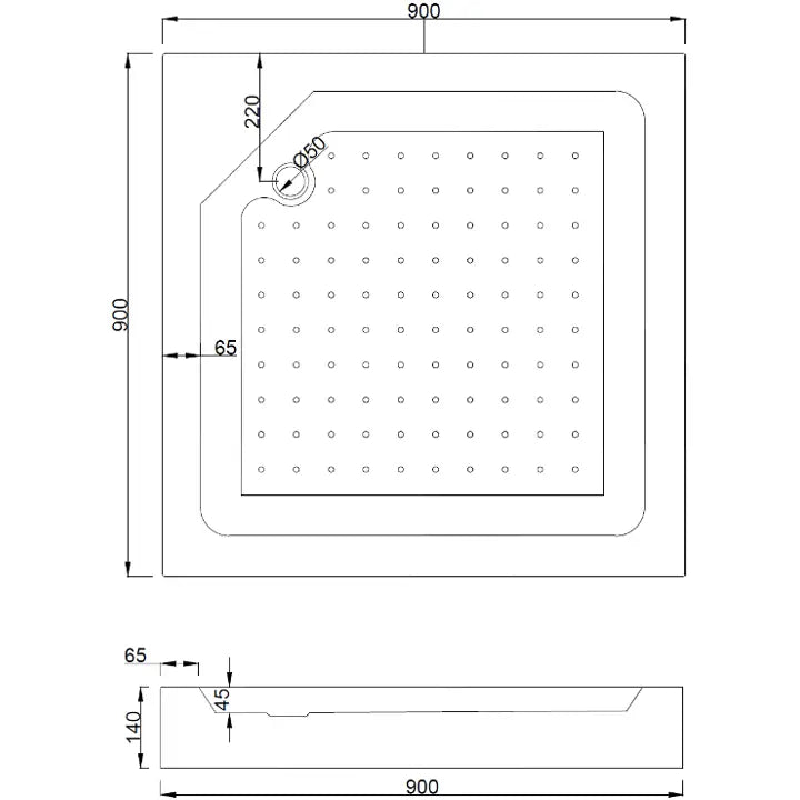 Mexen Rio Dusjkabinett Kvadratisk 90x90 Cm Gjennomsiktig Gull + Dusjbunn Rio Hvit - 860-090-090-50-00- - 6