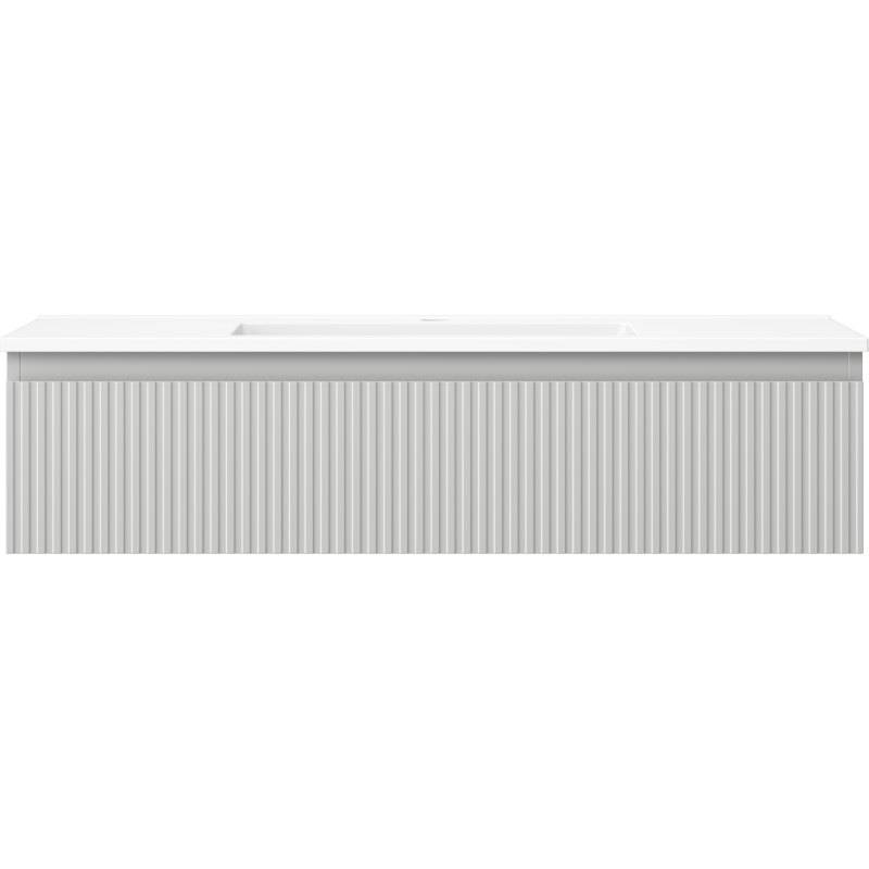 Servant med skap Mexen Rivel/Otis 100 cm i hvit med vertikale riller og integrert servant.