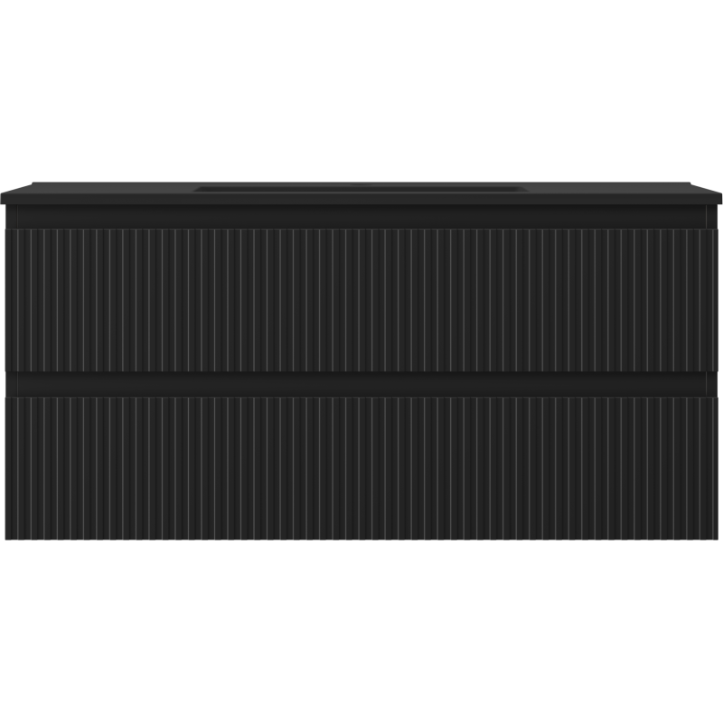 Servantskap med vask 100 cm, svart matt, 2 skuffer Mexen Rivel – 91A20-10047-2-BFF71-W18M71