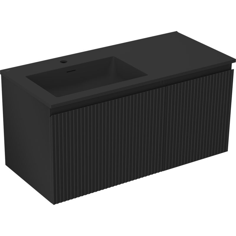 Servantskap med vask 100 cm svart matt Mexen Rivel Otis venstre – 91A23-10047-3-BBFF71-W18L71