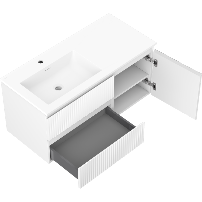 Servantskap med vask 100 cm hvit matt Mexen Rivel – 91A23-10047-3-BBFFF01-W18L01