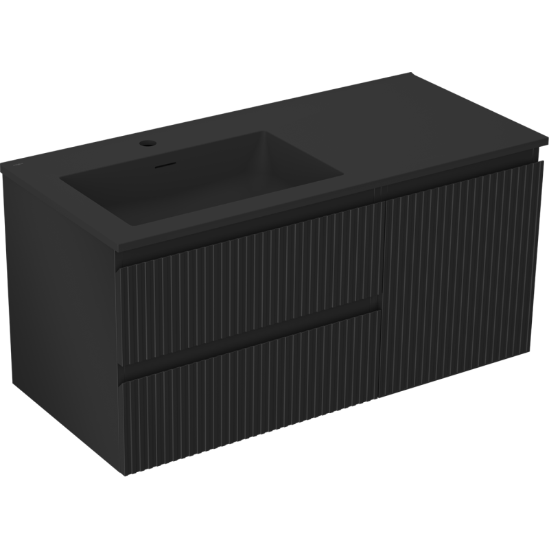 Servantskap med vask 100 cm svart matt Mexen Rivel Otis venstre – 91A23-10047-3-BBFFF71-W18L71