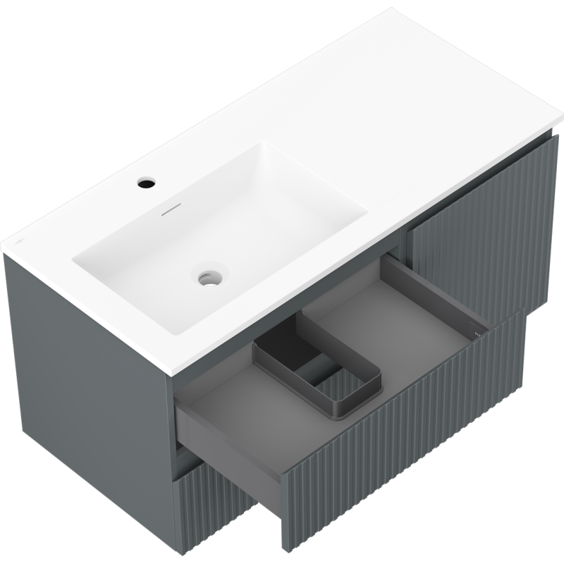 Servantskap med vask 100 cm grafitt/hvit matt Mexen Rivel – 91A23-10047-3-BBFFF66-W18L01