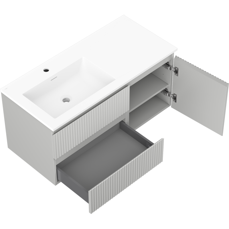 Servantskap med vask 100 cm grå matt/hvit matt Mexen Rivel – 91A23-10047-3-BBFFF62-W18L01