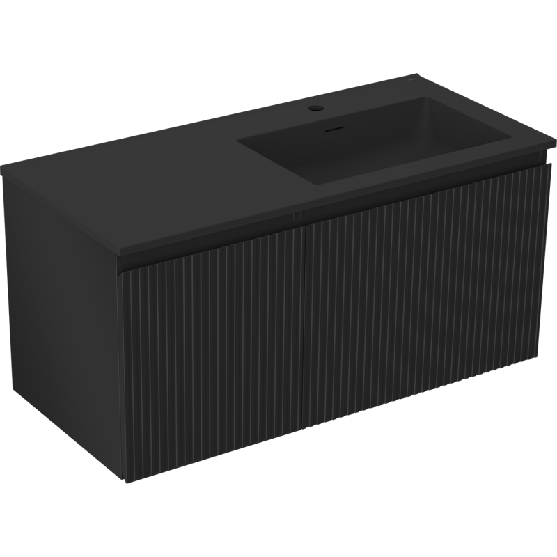 Servantskap med vask 100 cm svart matt Mexen Rivel Otis høyre – 91A23-10047-3-BBFF71-W18P71