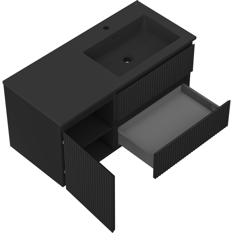 Servantskap med vask 100 cm svart matt Mexen Rivel høyre – 91A23-10047-3-BBFFF71-W18P71