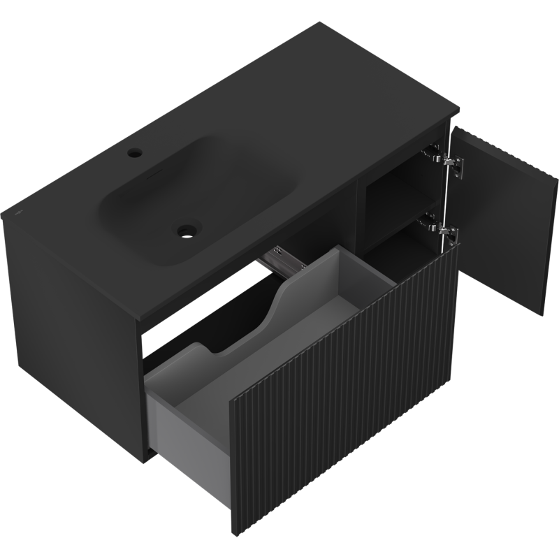 Servantskap med vask 100 cm svart matt Mexen Rivel – 91A23-10047-3-BBFF71-W23L71