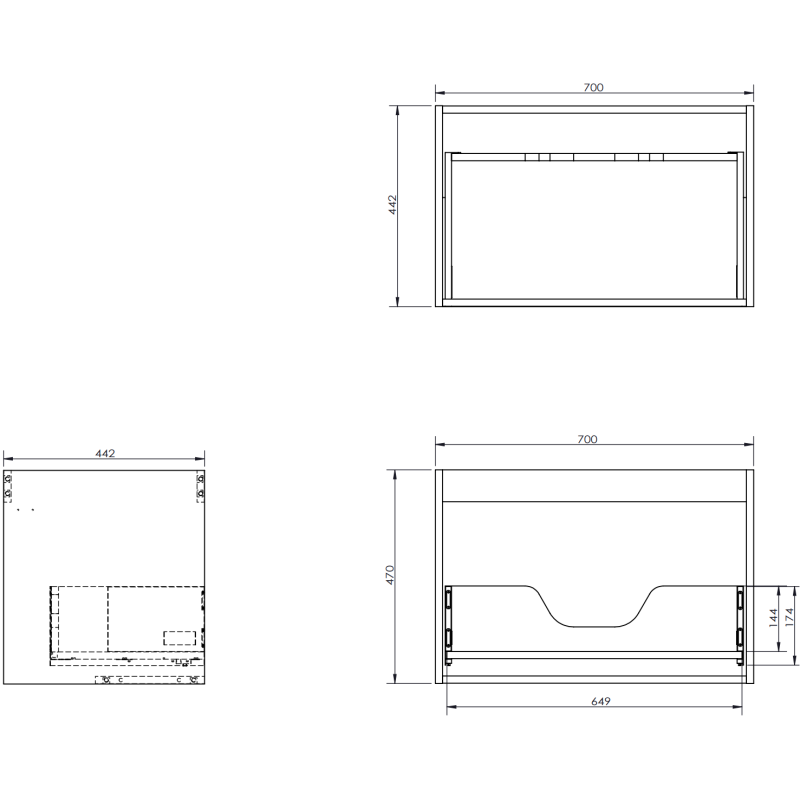Servantskap med vask 100 cm Mexen Rivel grafitt matt/hvit matt – 91A23-10047-3-BBFF66-W23L01