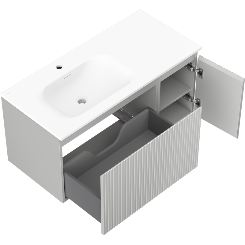 Servantskap med vask 100 cm grå matt/hvit matt Mexen Rivel – 91A23-10047-3-BBFF62-W23L01