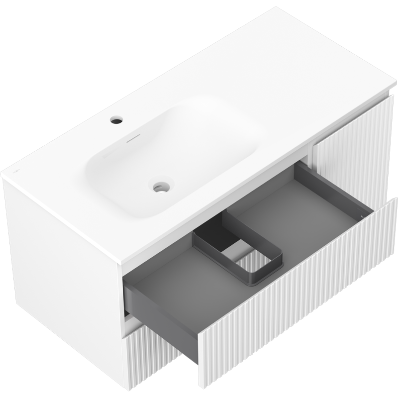 Servantskap med vask 100 cm hvit matt Mexen Rivel Vela venstre – 91A23-10047-3-BBFFF01-W23L01