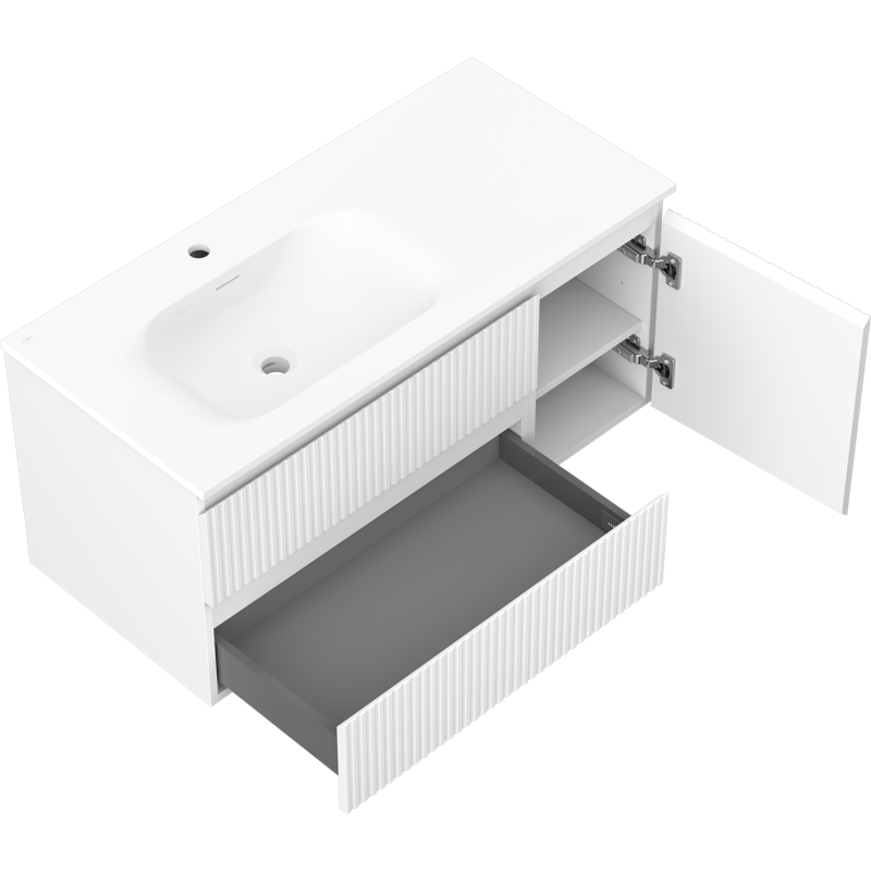 Servantskap med vask 100 cm hvit matt Mexen Rivel Vela venstre – 91A23-10047-3-BBFFF01-W23L01