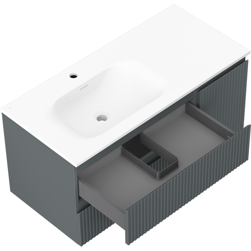 Servantskap med vask 100 cm grafitt/hvit matt Mexen Rivel – 91A23-10047-3-BBFFF66-W23L01