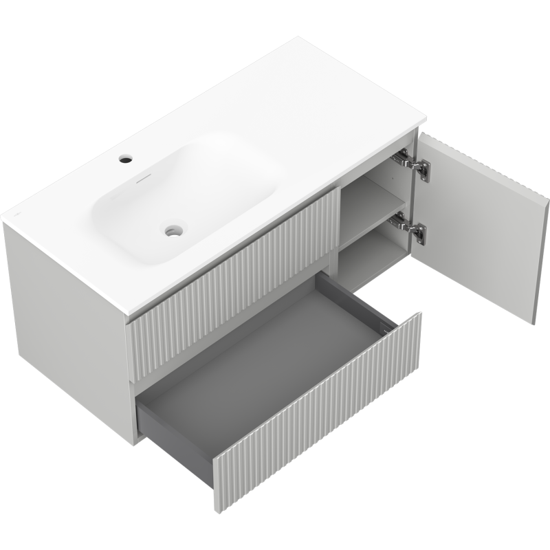 Servantskap med vask 100 cm Mexen Rivel grå matt/struktur – 91A23-10047-3-BBFFF62-W23L01