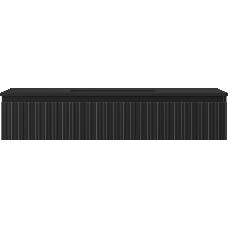 Servant med skap 120 cm Mexen Rivel Otis i svart matt med vertikale striper og glatt front.