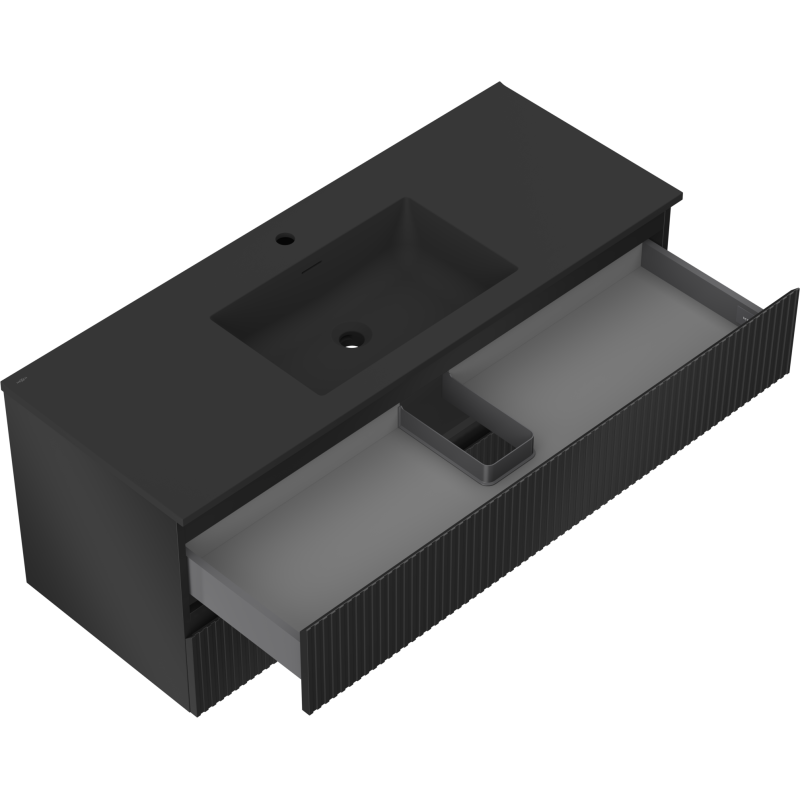 Servantskap med vask 120 cm svart matt, 2 skuffer Mexen Rivel – 91A20-12047-2-BFF71-W18M71