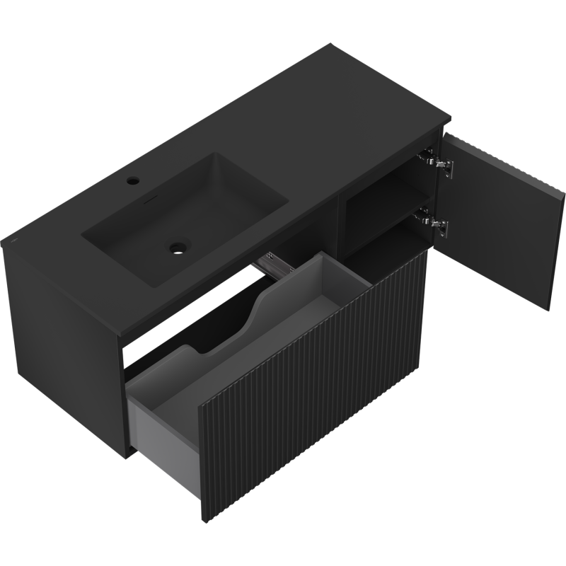 Servantskap med vask 120 cm svart matt Mexen Rivel Otis venstre – 91A23-12047-3-BBFF71-W18L71