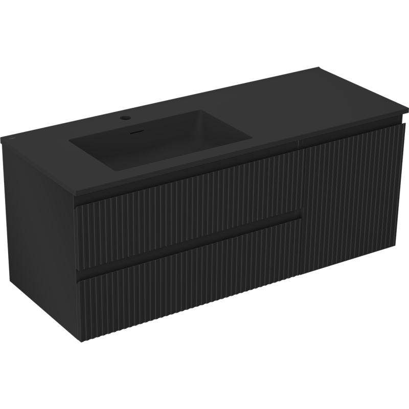 Servantskap med vask 120 cm svart matt Mexen Rivel Otis venstre – 91A23-12047-3-BBFFF71-W18L71