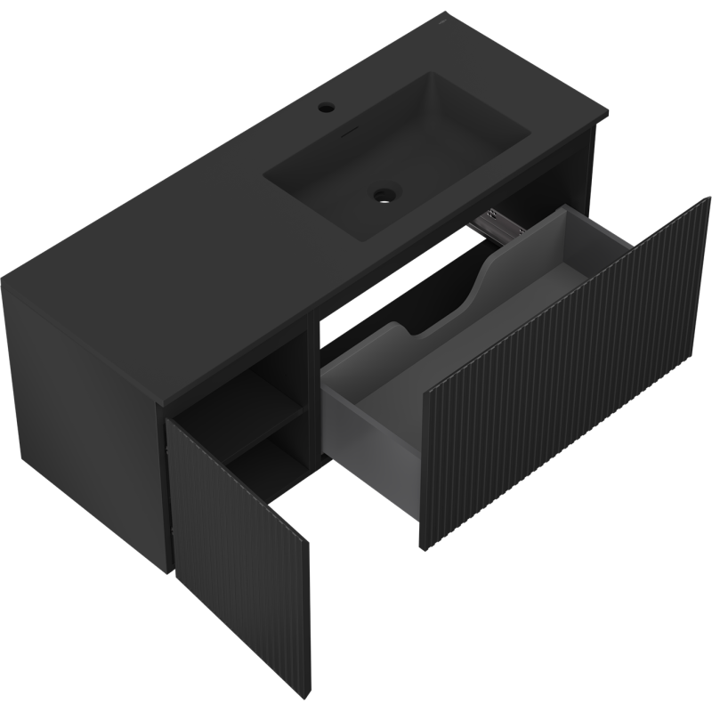 Servantskap med vask 120 cm svart matt Mexen Rivel Otis høyre – 91A23-12047-3-BBFF71-W18P71