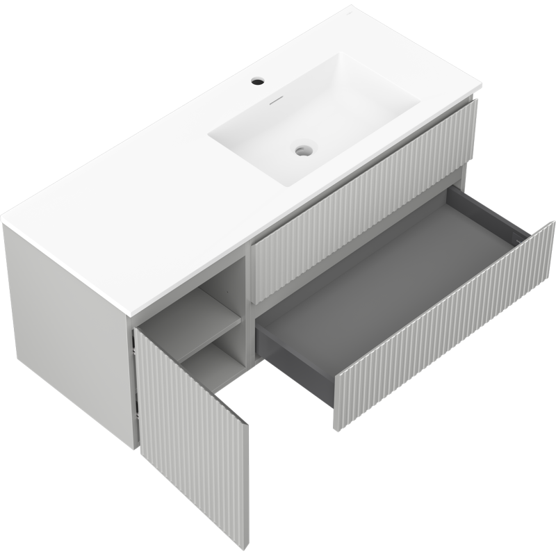 Servantskap med vask 120 cm Mexen Rivel grå/hvit matt høyre – 91A23-12047-3-BBFFF62-W18P01