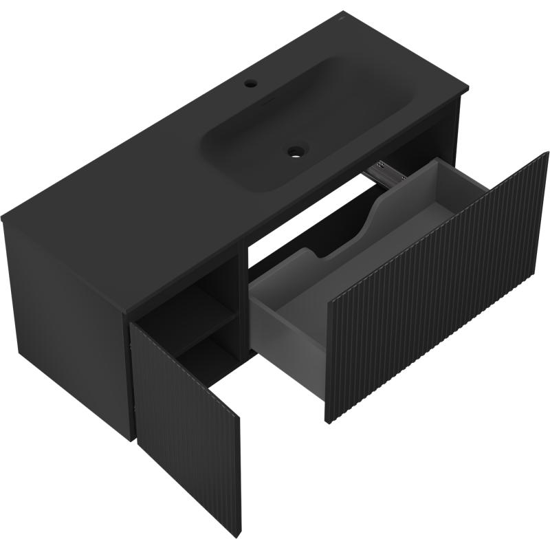 Servantskap med vask 120 cm svart matt Mexen Rivel Vela høyre – 91A23-12047-3-BBFF71-W23P71