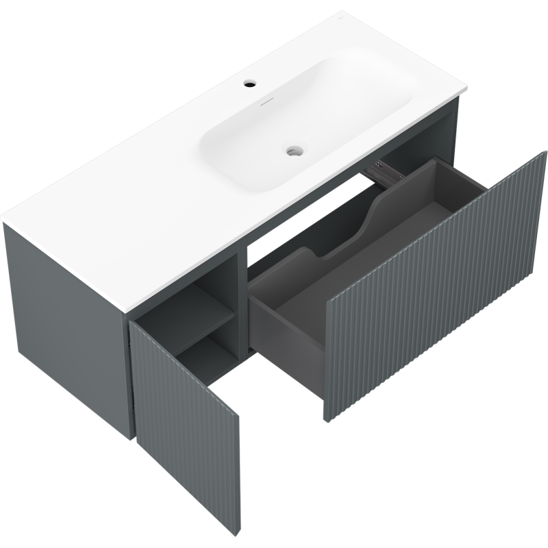 Servantskap med vask 120 cm grafitt/børstet hvit Mexen Rivel – 91A23-12047-3-BBFF66-W23P01