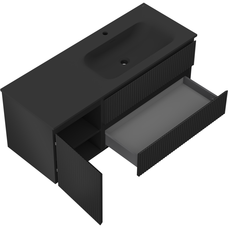 Servantskap med vask 120 cm svart matt Mexen Rivel Vela høyre – 91A23-12047-3-BBFFF71-W23P71