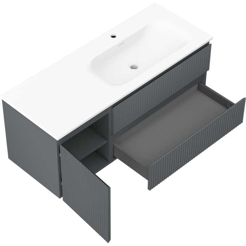 Servantskap med vask 120 cm grafitt/børstet hvit Mexen Rivel – 91A23-12047-3-BBFFF66-W23P01