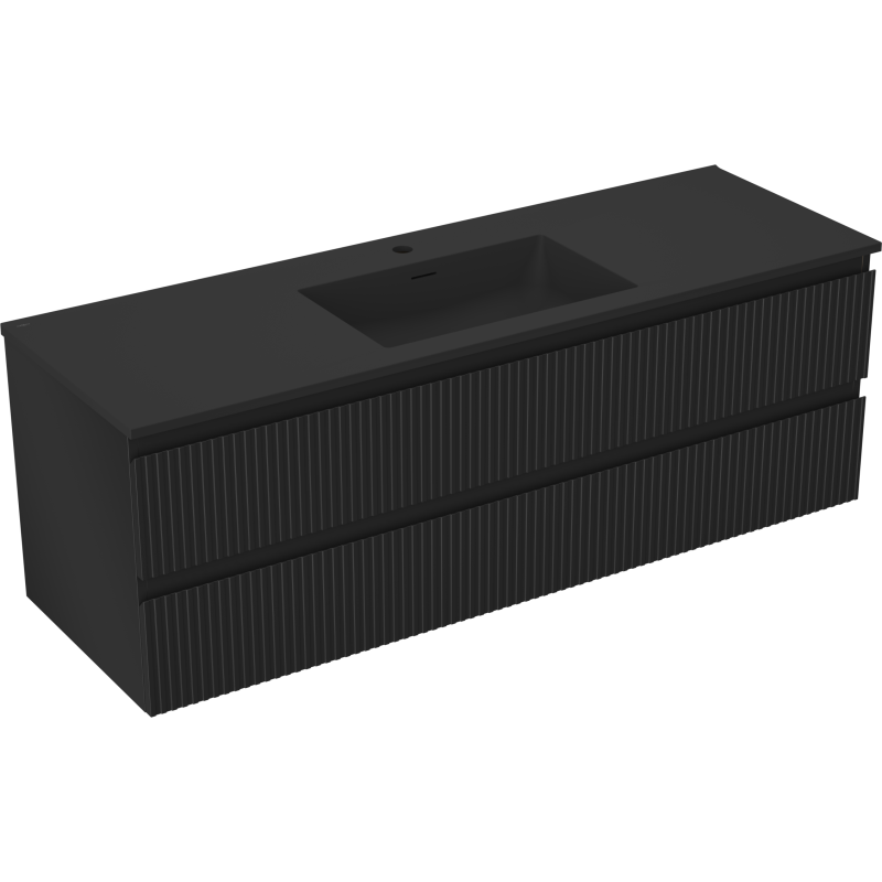 Servantskap med vask 140 cm svart matt, 2 skuffer Mexen Rivel – 91A20-14047-2-BFF71-W18M71